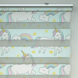 Unicorn Desenli Zebra Perde