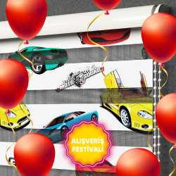 Arabalar Desen Zebra Perde