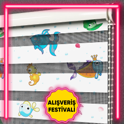 Balık Desenli Zebra Perde