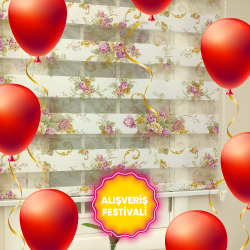 Çiçek Desenli Zebra Perdeler