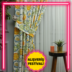 Desenli Mutfak Fon Perde