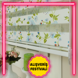 Desenli Mutfak Zebra Perde