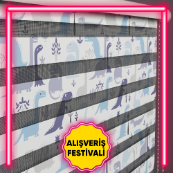Dinazor Desenli Zebra Perdeler