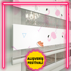 Flamingo Desenli Zebra Perdeler