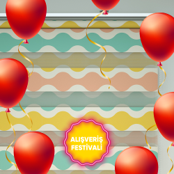 Geometrik Desen Baskılı Zebra Perde