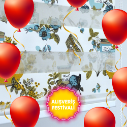 Kavanoz Baskılı Mutfak Zebra Perde