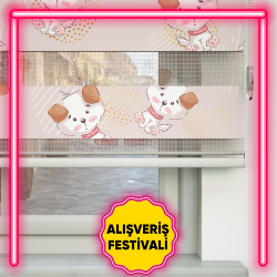 Köpek Desenli Zebra Perdeler