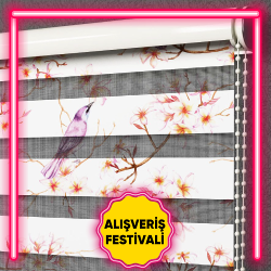 Kuş Desenli Zebra Perdeler