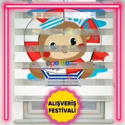 Maymun Desenli Zebra Perdeler