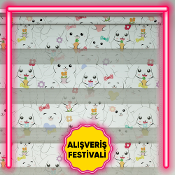 Tavşan Desenli Zebra Perdeler