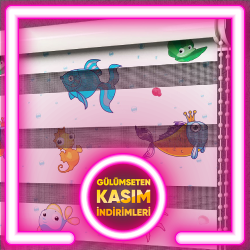 Balık Desenli Zebra Perde