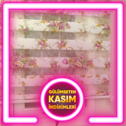 Çiçek Desenli Zebra Perdeler