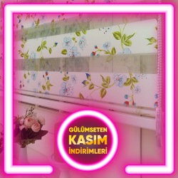 Desenli Mutfak Zebra Perde