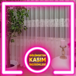 Enine Bantlı Desenli Fransız Danteli Örme Tüller