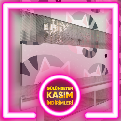 Kedicik Desenli Zebra Perde