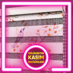 Kuş Desenli Zebra Perdeler