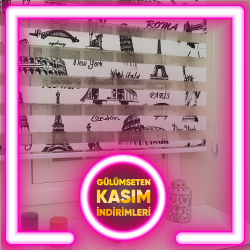 Paris Eyfel Kulesi Baskılı Zebra Perdeler