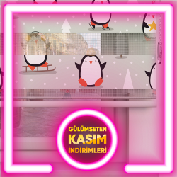 Penguen Desenli Zebra Perdeler