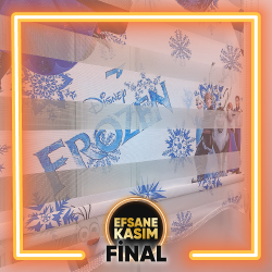 Elsa Frozen Desenli Zebra Perde