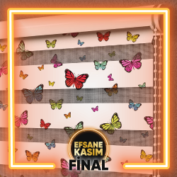 Kelebek Baskılı Desenli Zebra Perdeler