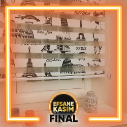 Paris Eyfel Kulesi Baskılı Zebra Perdeler