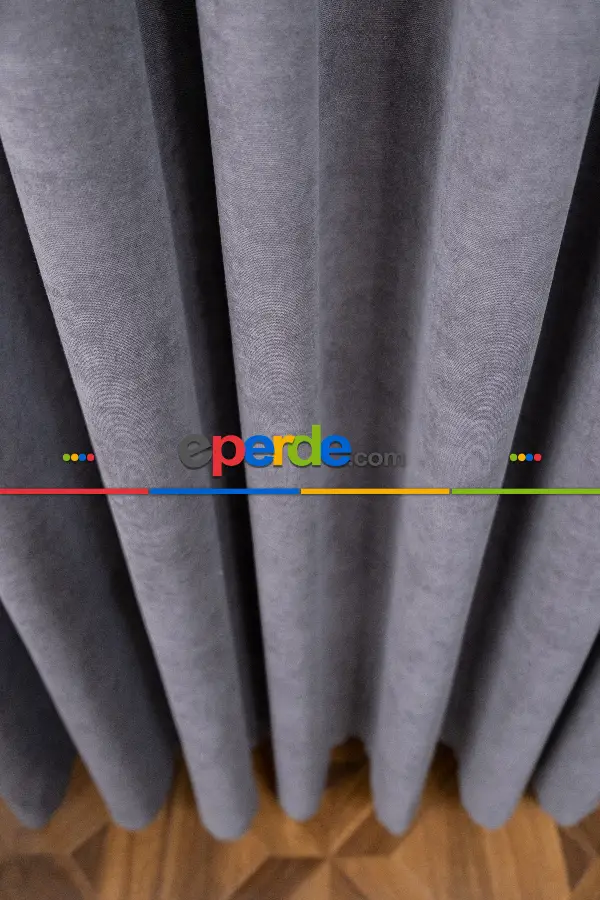 Koyu Gri Düz Fon Perde Dökümlü Fon Perde