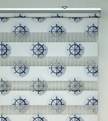 Çocuk Odası Zebra Perde - Dümen Baskılı Zebra Perde- Lacivert-Beyaz-Gri Açık