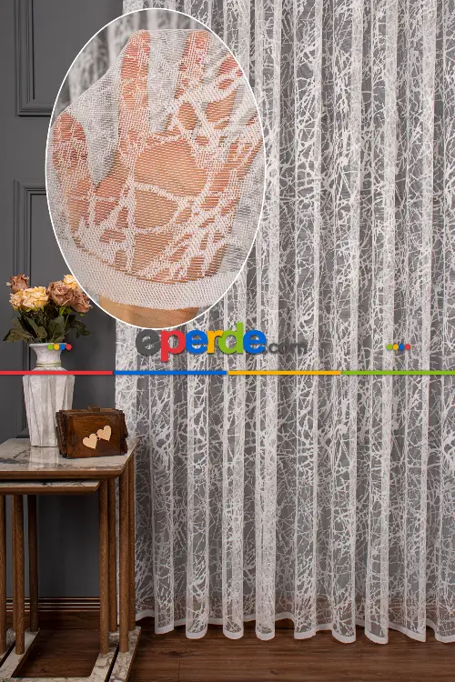 Cam Kırığı Desen Örme Tül Perde 1207