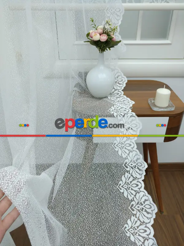 Düz Tül Fon Perde- Ekru