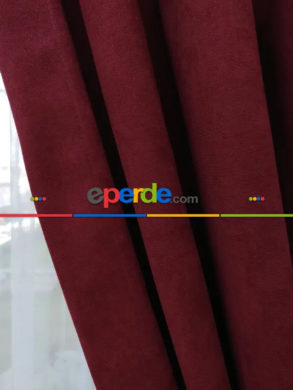 Bordo Düz Fon Perde - Bordo
