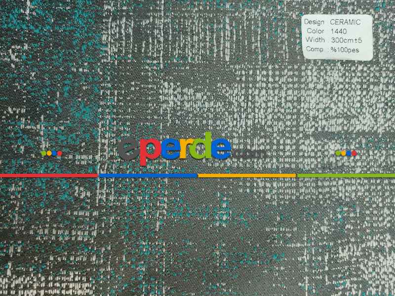 Jakar Desenli Fon Perde- Lacivert-bej