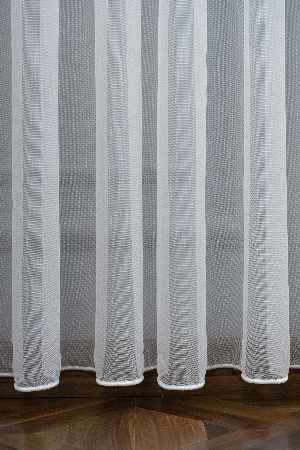 İnce Çizgili Hafif Keten Tül- Ekru - Kurşunlu Tül
