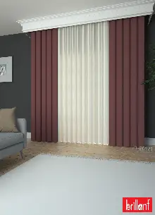 Brillant Akıllı Tül Perde Gül Kurusu Renkli Tül Dikey Zebra Perde Düz 1. Kalite