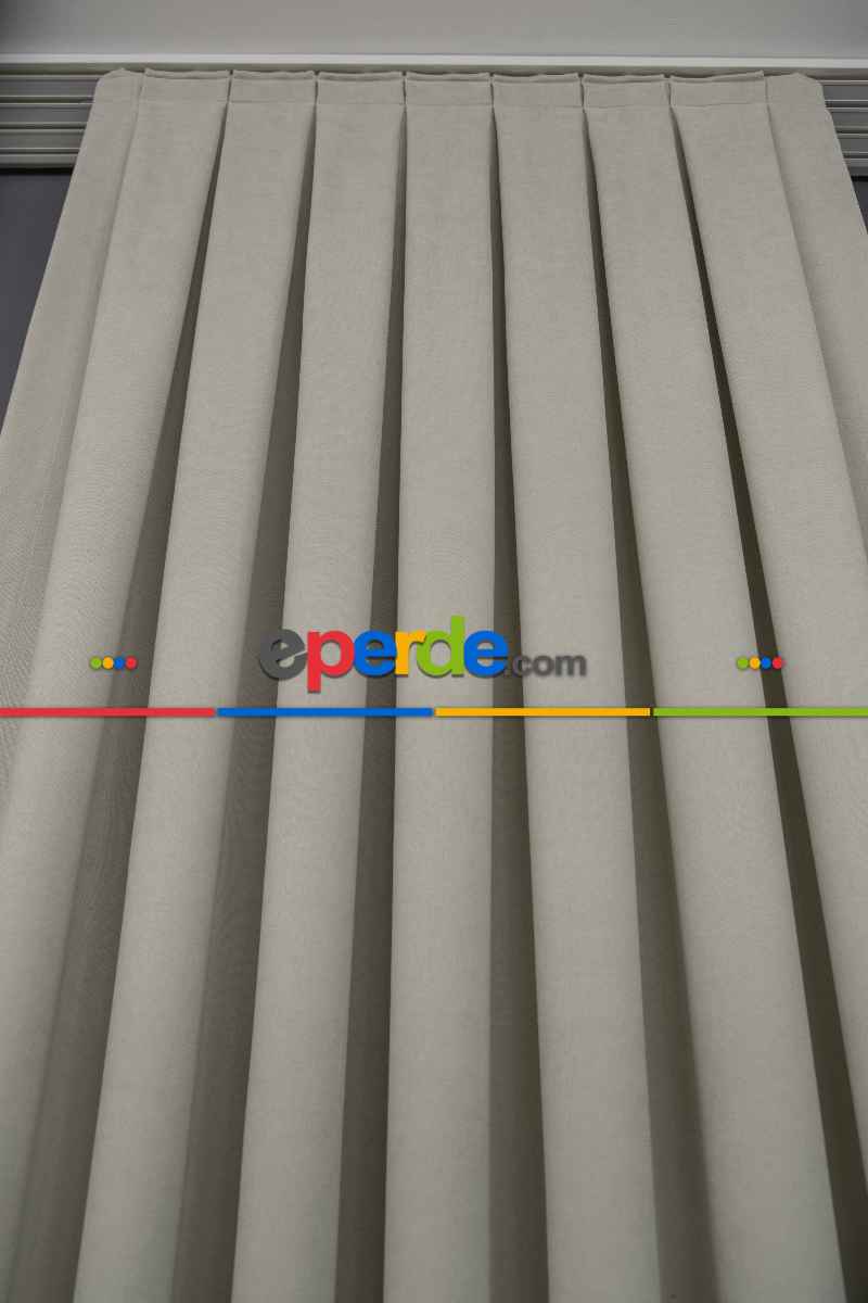 Açık Gri Düz Fon Perde Dökümlü Fon Perde 04