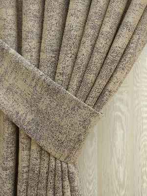 Mürdüm Krem- Düz Jakar Fon Perde (180)- Krem-mürdüm