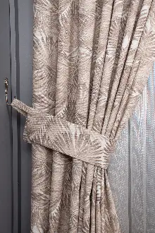 Tropikal Yaprak Desenli Fon Perde(leke Tutmaz)- Çok Renkli 2