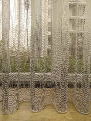 1.kalite Degrade Renk Geçişli Şantuk Keten Tül Perde Salon Perdesi 2025- Kahve Açık-gri Açık - Kurşunlu Tül