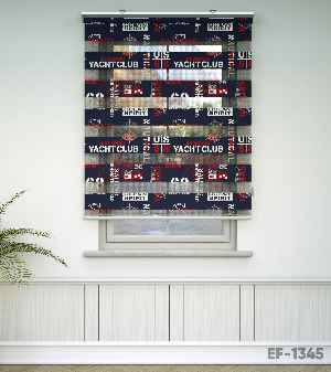 Çocuk Odası Zebra Perde - Denizci Desen Baskılı Zebra Perde- Lacivert-Kırmızı