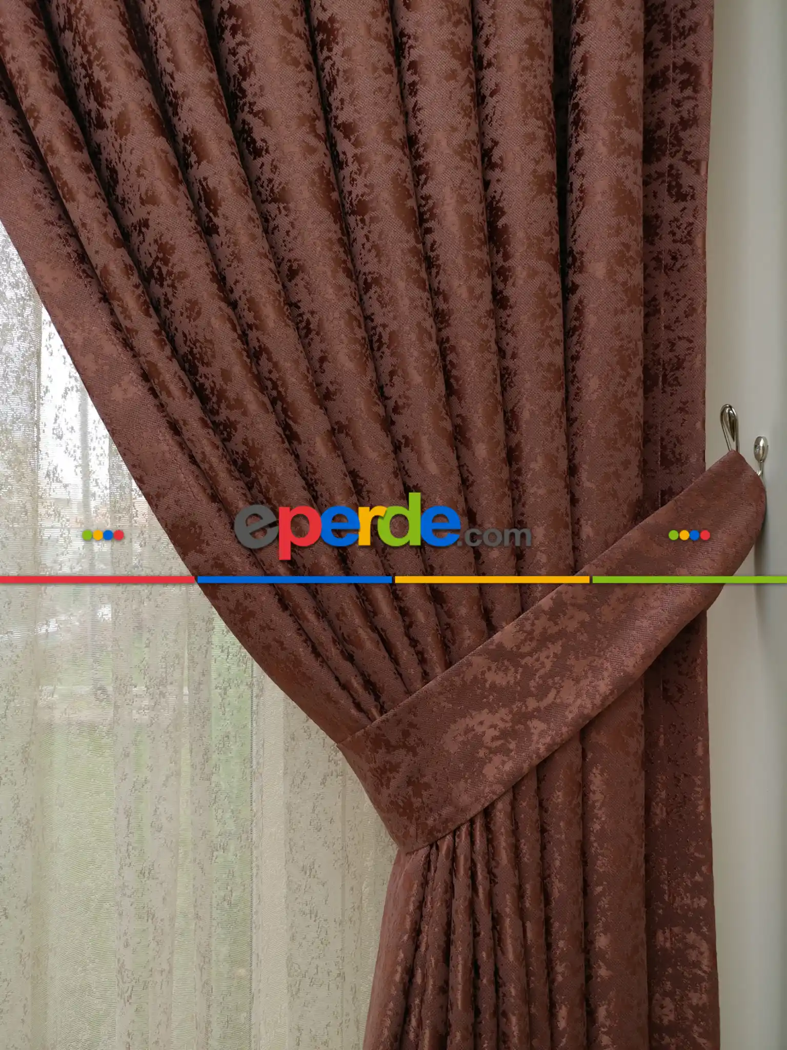 Düz Jakar Fon Perde - Kiremit Rengi