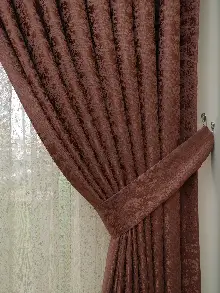 Düz Jakar Fon Perde - Kiremit Rengi