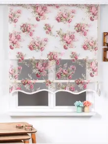 Mutfak - Tül Stor Çiftli Sistem Yakma Zemin Pembe Gül- Pembe-açık Yeşil- Çok Renkli 2