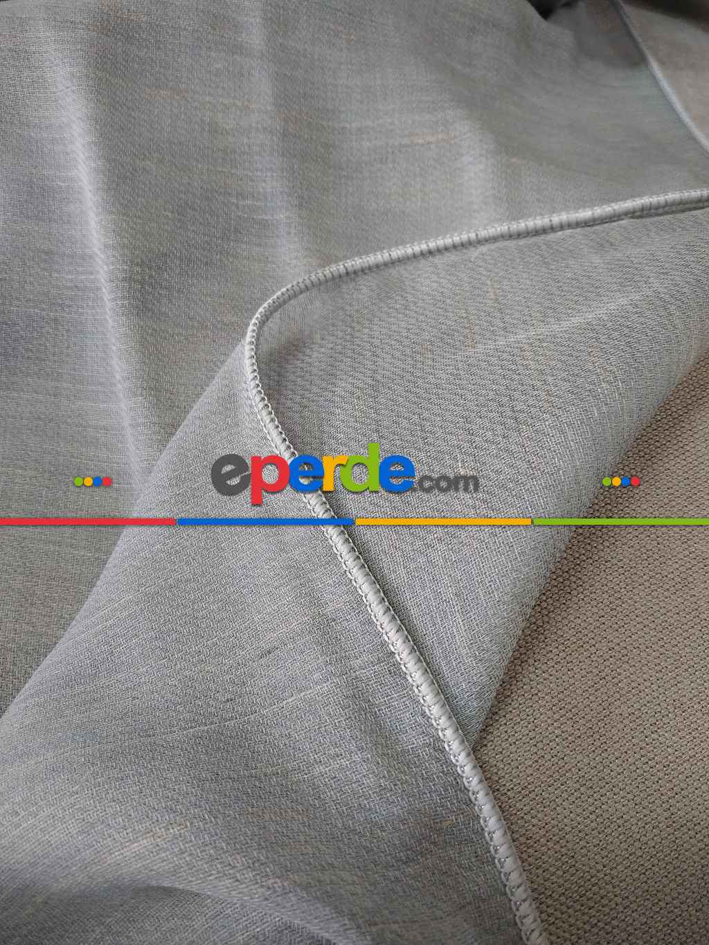 Düz Modern Dökümlü Keten Tül Perde - Açık Gri