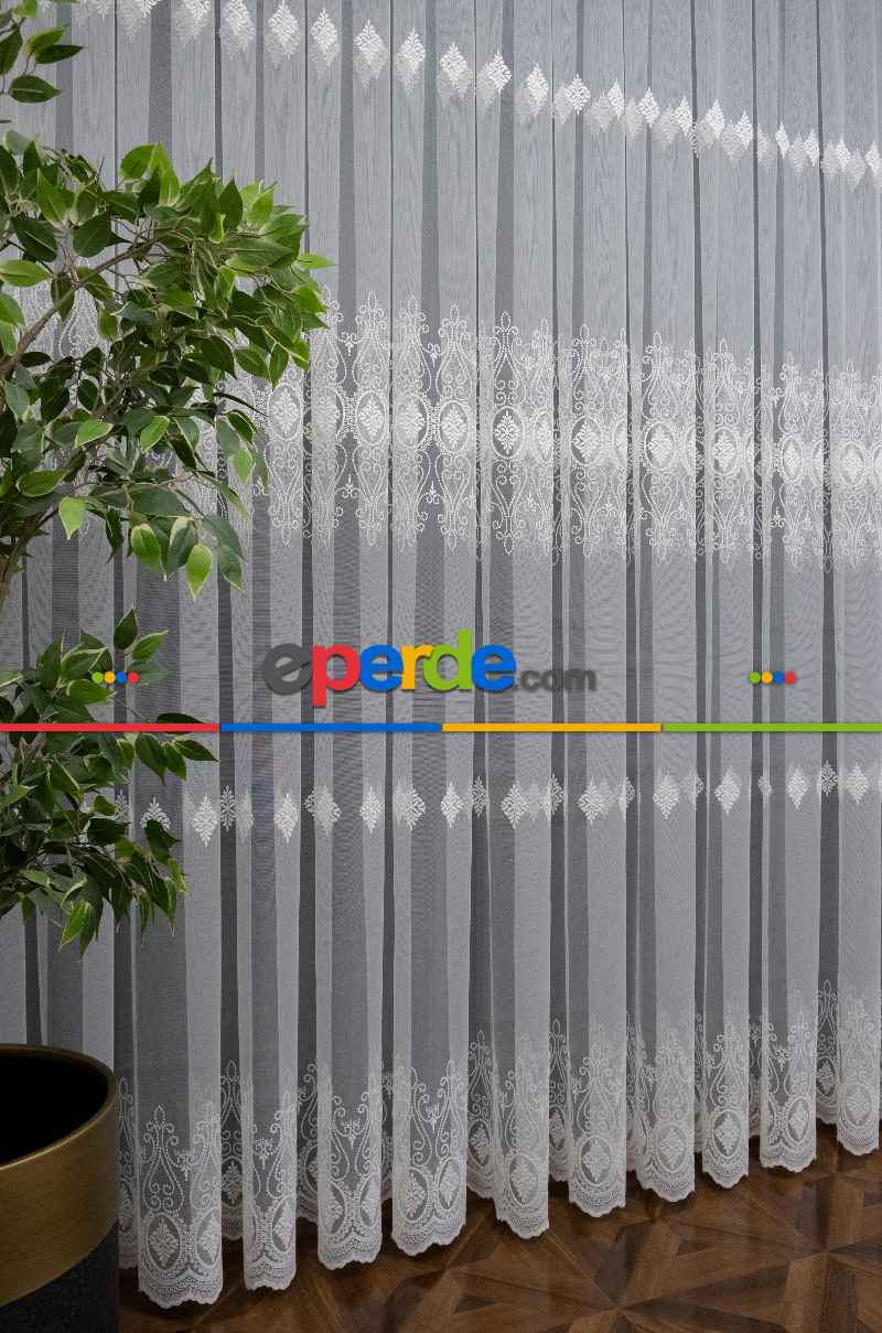 Yatak Odası - Brillant Tül Salon Damask Desen Tarz Moda Yeni Nakış İşlemeli Tül