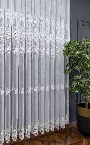 Taç Mimoza Sedef İşlemeli Ütü İstemez Salon Tül Perde