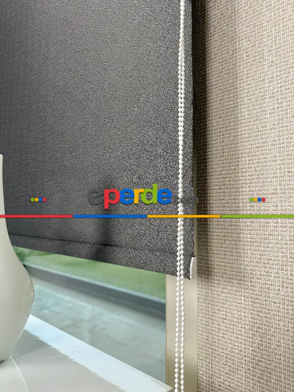 Salon Antrasit Gri Jakar Dokuma Stor Perde, Standart Metal Kasalı Yüksek Kalite Kornişe Kolay Montaj Seçenekli