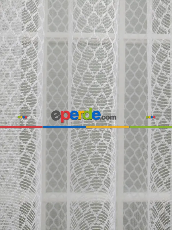 Petek Desenli Tül Perde- Ekru