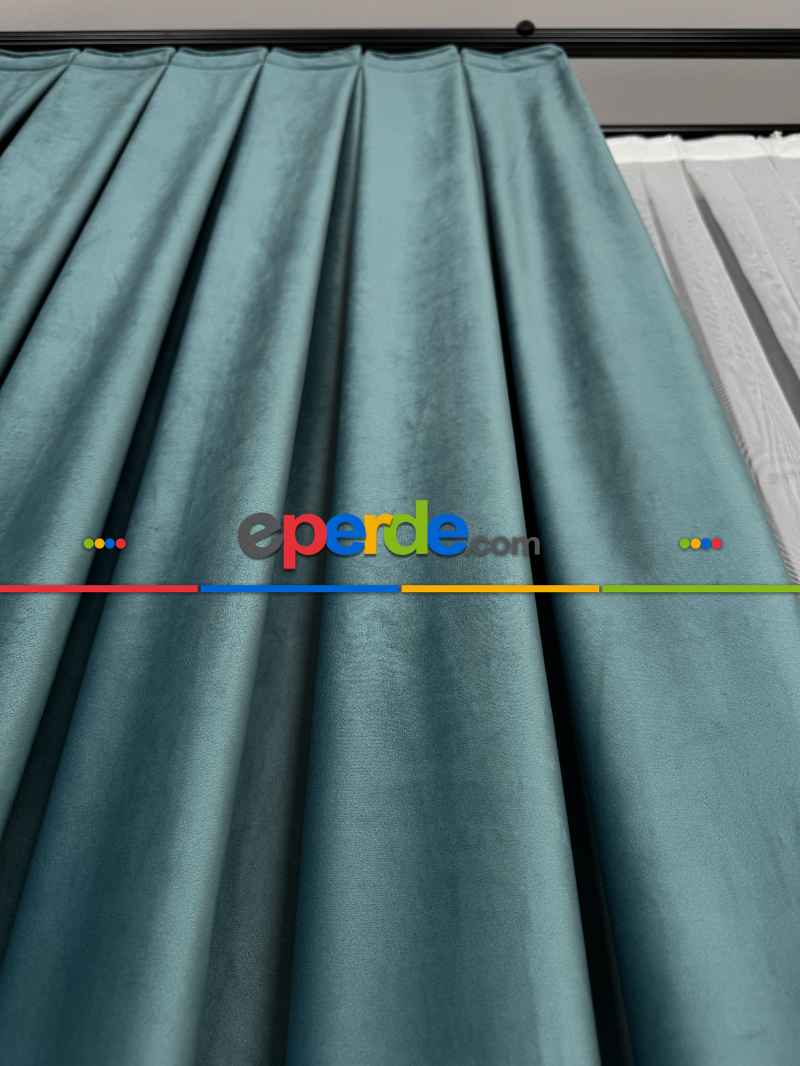 Turkuaz Mavi İthal Kadife Fon Perde, Premium Kalite Serisi Kadife Fon Perde