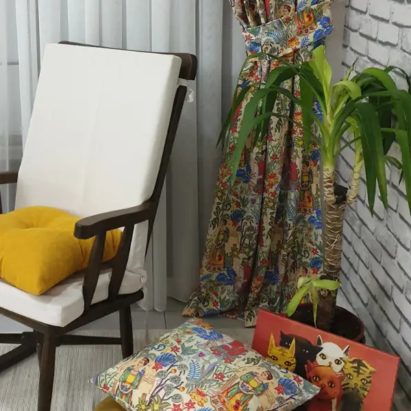 Popart Desenli Fon Perde Evmpopart5 Kumaşı Kalındır Duck Bezi Değildir- Çok Renkli 3