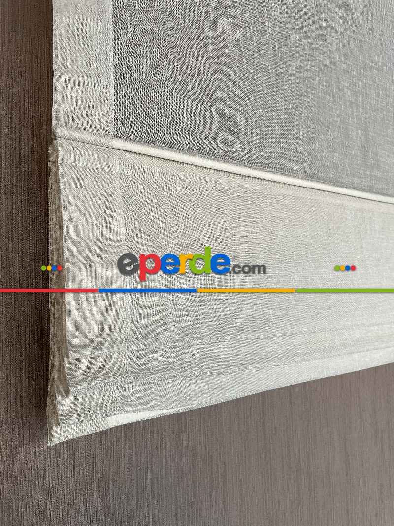 Bebek Odası - Katlamalı Perde Naturel Keten Tül Katlamalı Perde