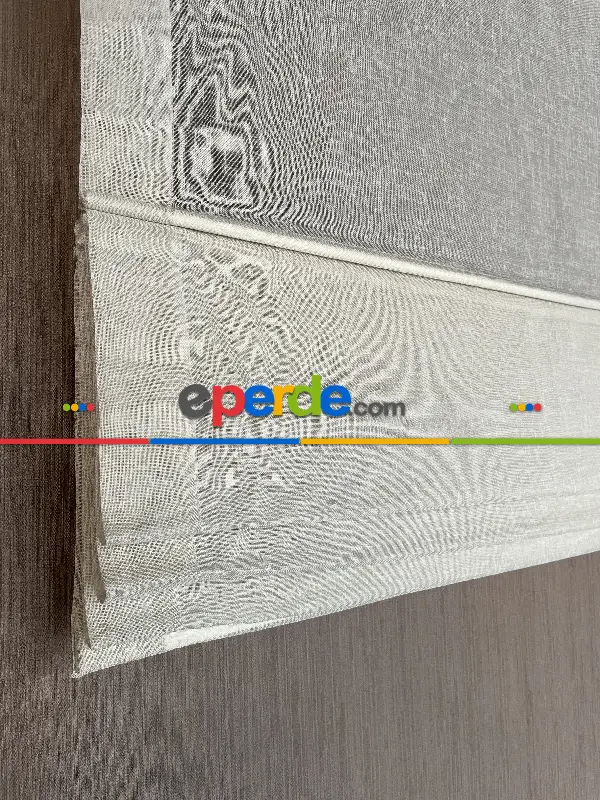 Bebek Odası - Katlamalı Perde Naturel Keten Tül Katlamalı Perde